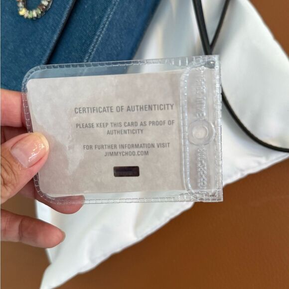 Jimmy Choo Kalina Blue Suede Chain Wallet - Picture 11 of 12